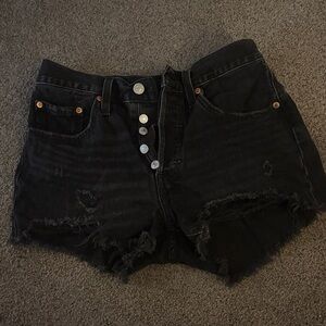 Levi's Black Frayed Jean Shorts